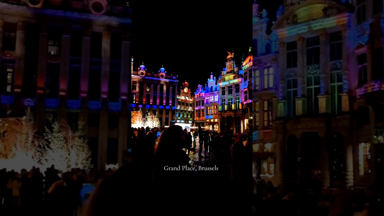 Experience the breathtaking light show at Grand Place in Brussels at Christmas 🎄 #christmas #shorts