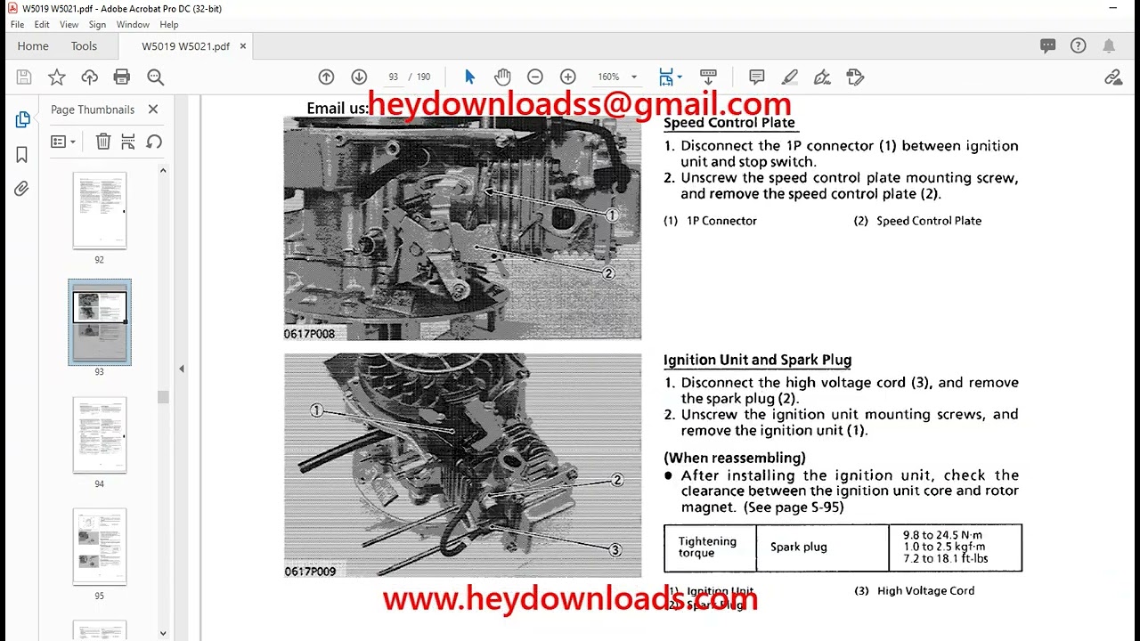 Kubota W5019 W5021 Walk Behind Mower Workshop Manual