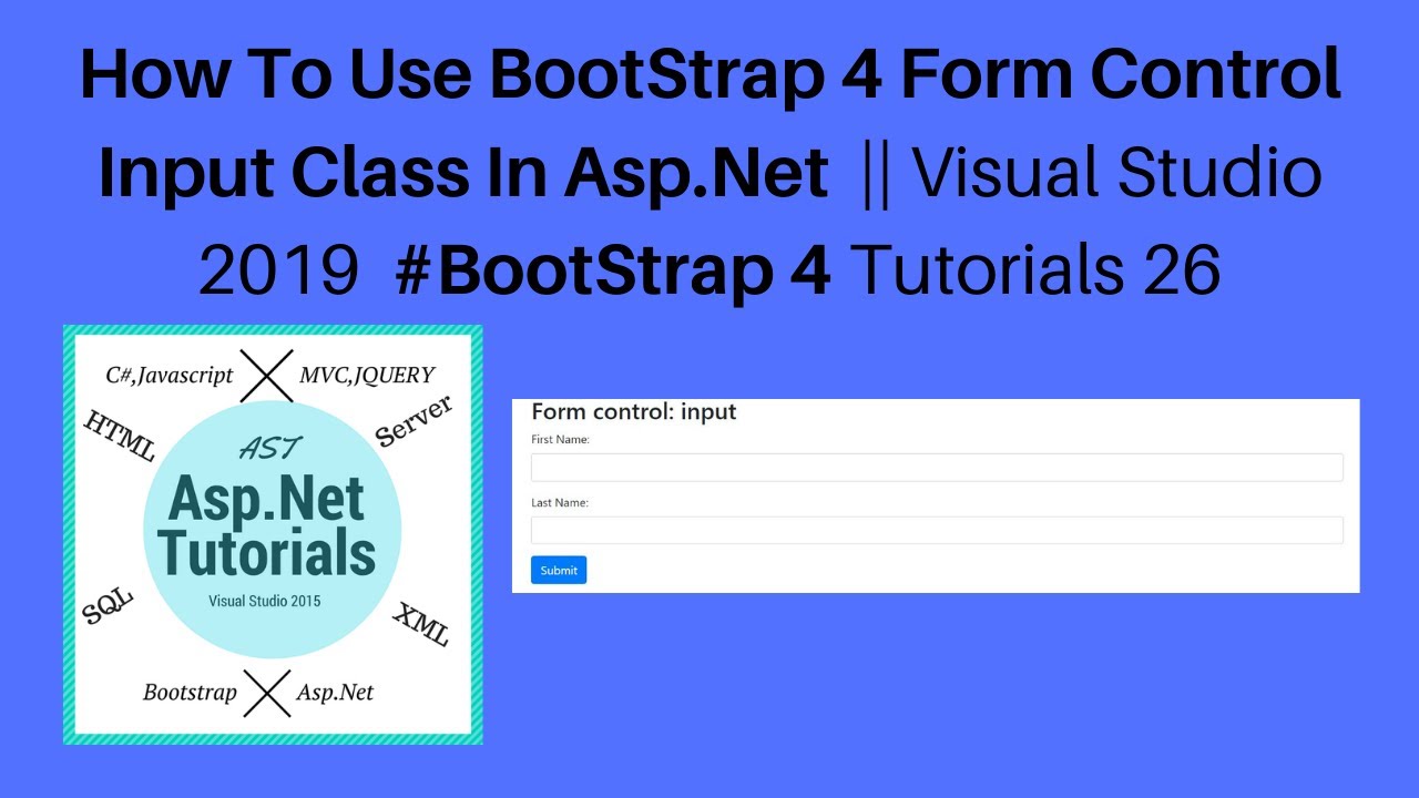 How to use bootstrap 4 form control input class in asp.net || vs 2019 #bootstrap 4 tutorials 26