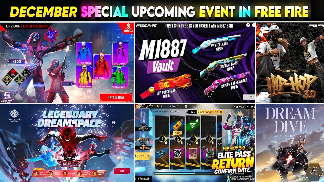 Upcoming Events in Free Fire l Free Fire New Event l Ff New Event l Elite Pass 3.0 Free Fire