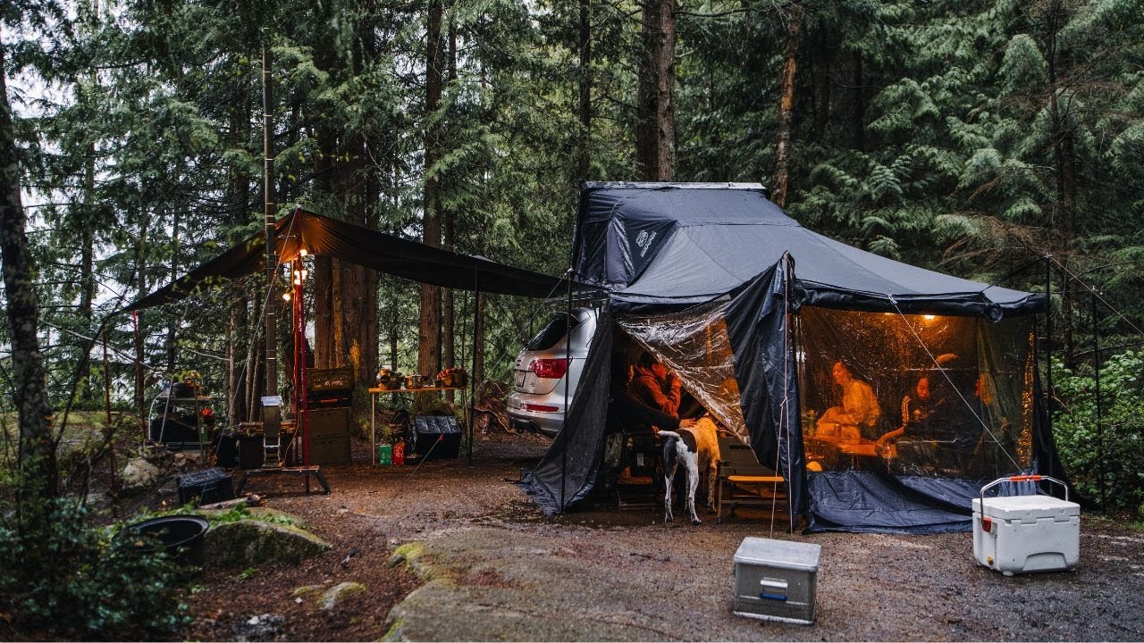 Relaxing forest cliff camping with best new iKamper setup in BC Canada | Snow Peak IGT