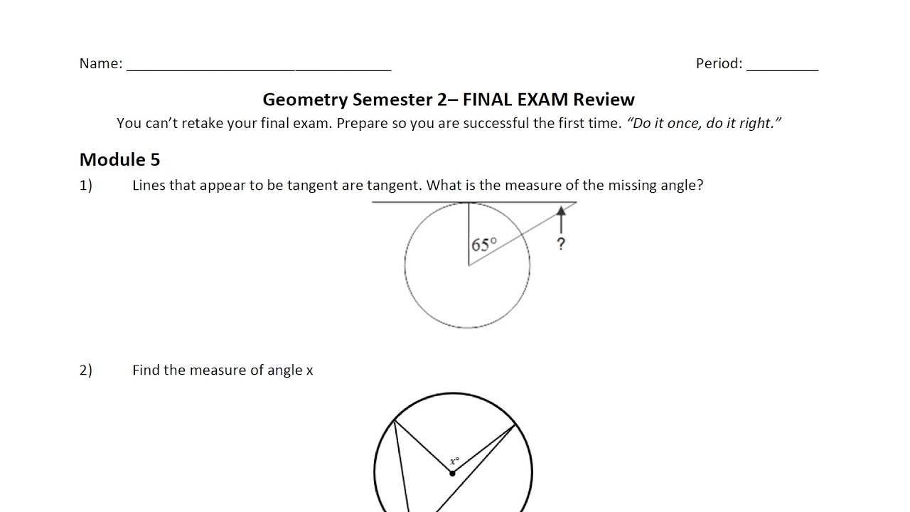 Geometry Semester 2 Review Video 2021