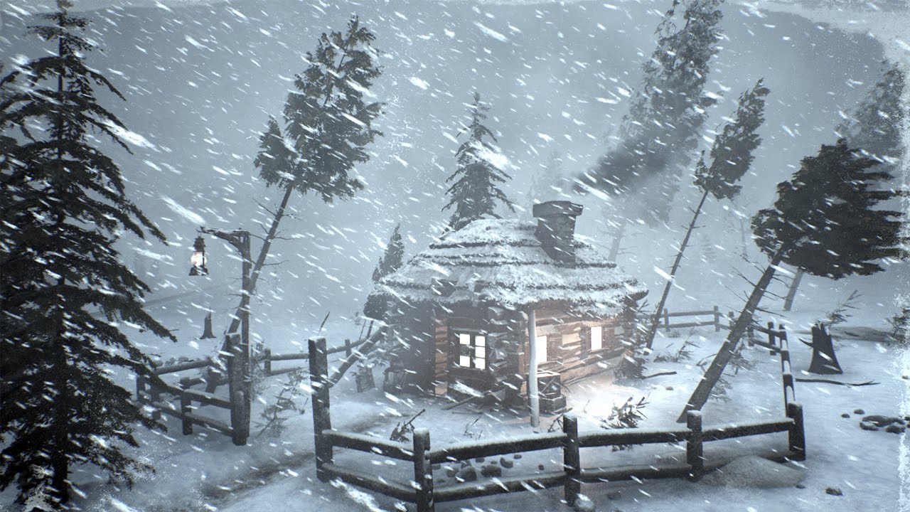 Snowy Mountain Lodge Ambience with a Warm Fireplace for Sleep | Cozy Alpine Night