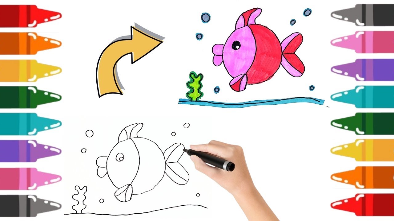 How to Draw a Fish | Easy & Colorful Drawing for Kids 🐠💖