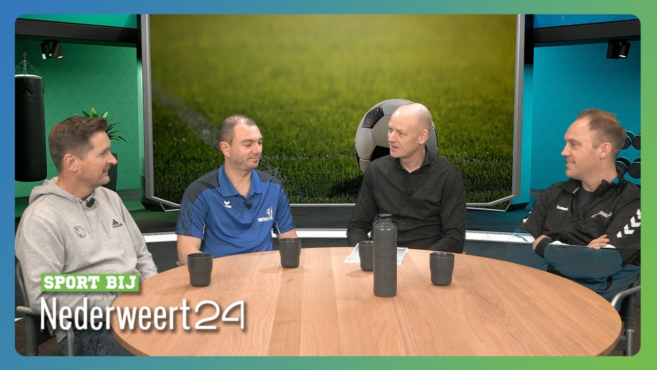 Assistent trainers Pacal Bastiaans, Pascal Korsten en Mark Rietjens bij Sport bij Nederweert24