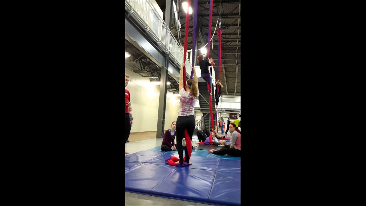 Learning aerial silks - hip key spin