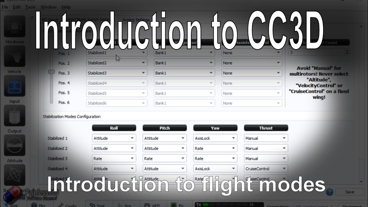 Introduction to CC3D -  Flight mode overview (rate, attitude, acro+ rattitude etc)