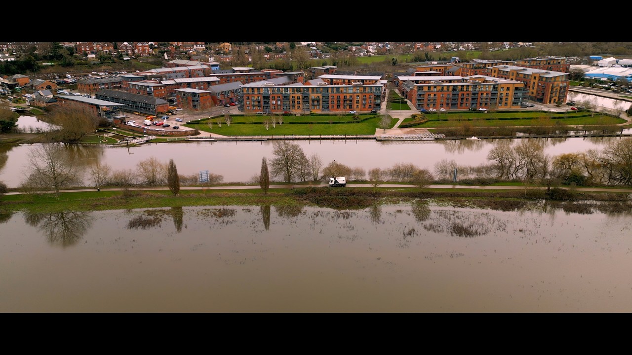 Worcestershire floods drone footage