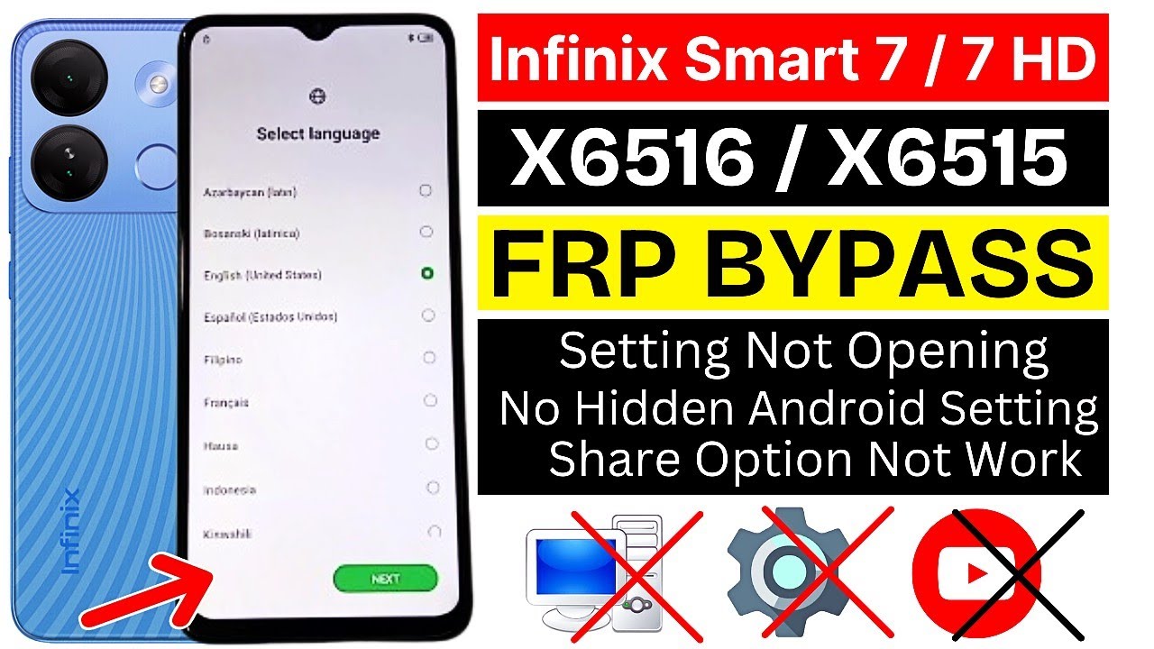 Infinix Smart 7 / 7 HD FRP BYPASS ANDROID 12 | Infinix X6515/X6516 Google Account Bypass WIthout Pc