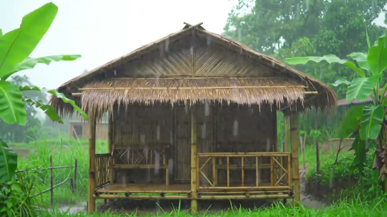 Rain on a Bamboo Hut — Gentle Night Ambience for Deep Sleep & Relaxation
