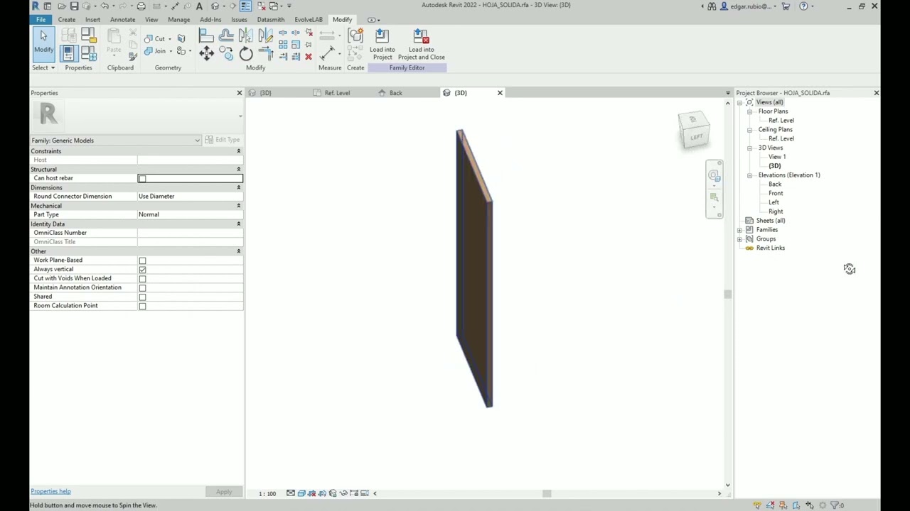 CLASE PUERTA PARAMETRICA, apertura diferente en 2D y 3D