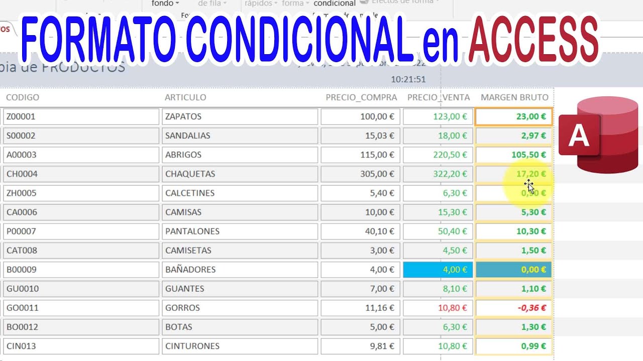 FORMATO CONDICIONAL en ACCESS | Poner color a texto y fondo