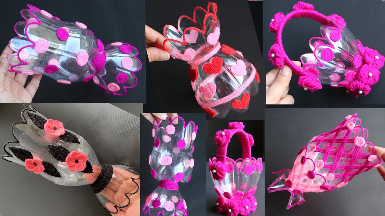 5 красивых пластиковых бутылок Цветочная ваза Craft - Идеи домашнего декора