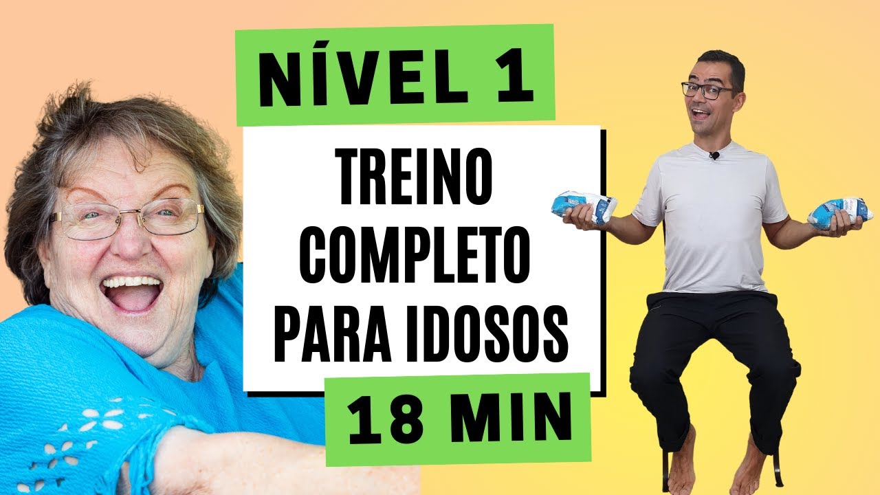 TREINO COMPLETO PARA IDOSOS | Nível 1 | Sentado na Cadeira com Peso de 1Kg | Exercícios para Idosos