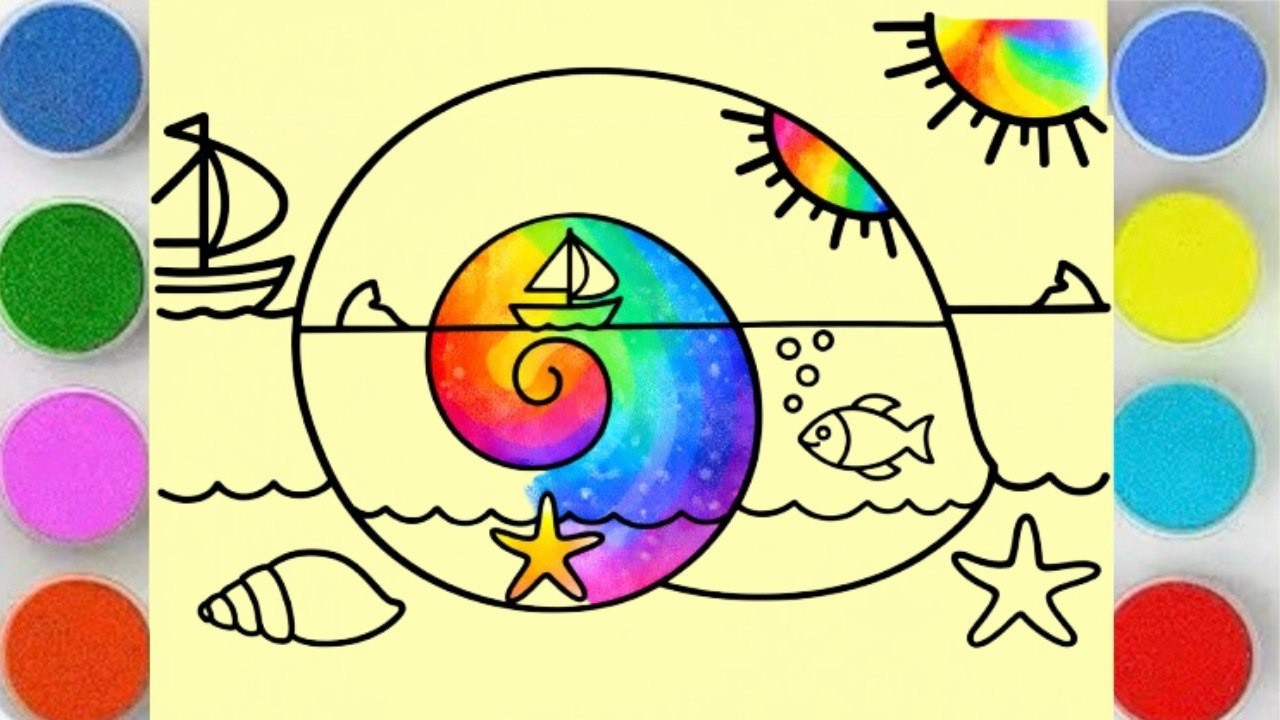 Sand Painting Seashell Beach | Rainbow Ocean Sand Art for Kids & Toddlers 🌈
