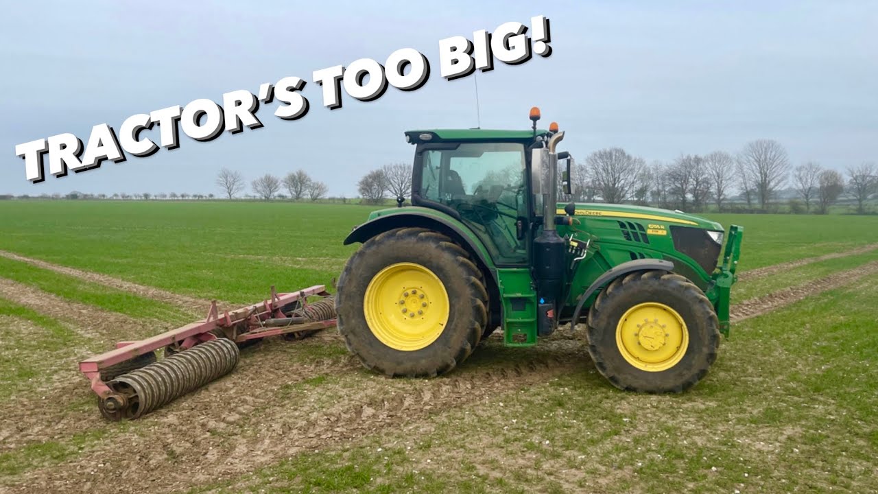 TRACTORS TOO BIG! ROLLING IN BARLEY WITH MY EBAY ROLLERS!