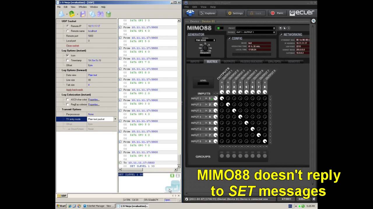 Ecler MIMO88 Digital Audio Matrix Third-Party integration