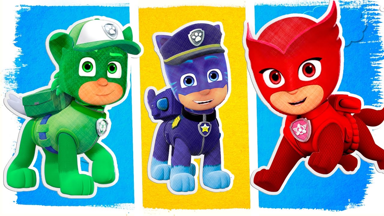 PJ Masks as PAW Patrol Fun Coloring Pages |  Colors for Kids