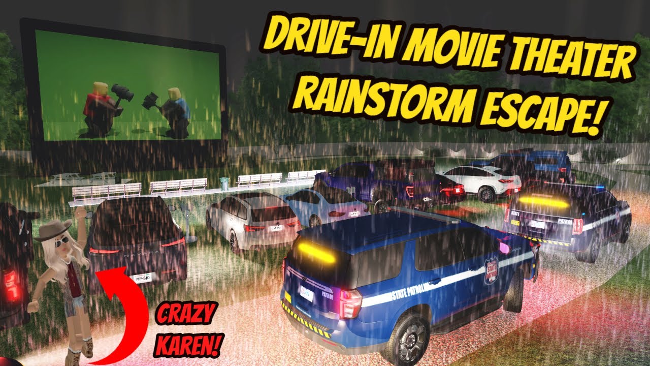 Greenville, Wisc Roblox l *NEW* Drive-In Movie Theater RAINSTORM ESCAPE Update Roleplay