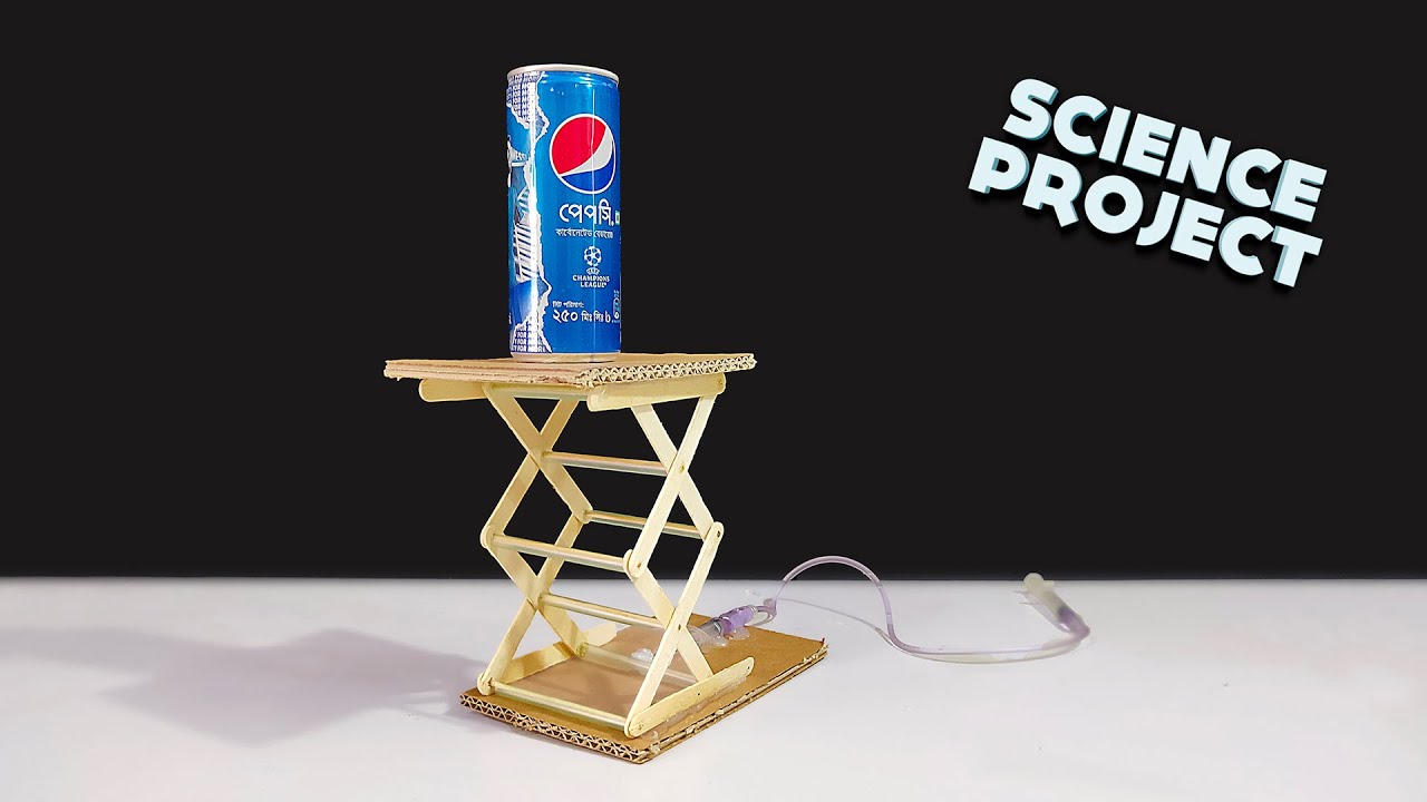 How to Make Hydraulic Powered Robotic Lift Crane from Ice crime Stick | Science Project