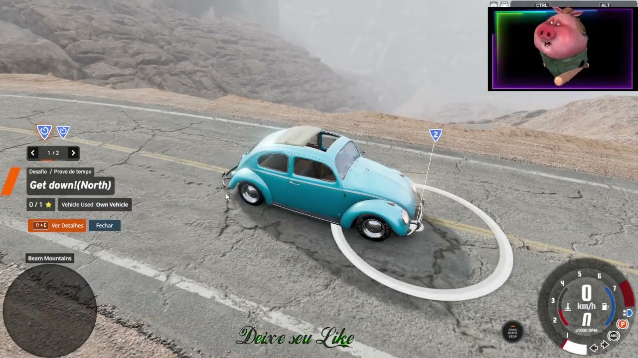 Tentando descer a montanha de FUSCA AZUL!!!! e outros carros - BeamNG Drive - Ep 01