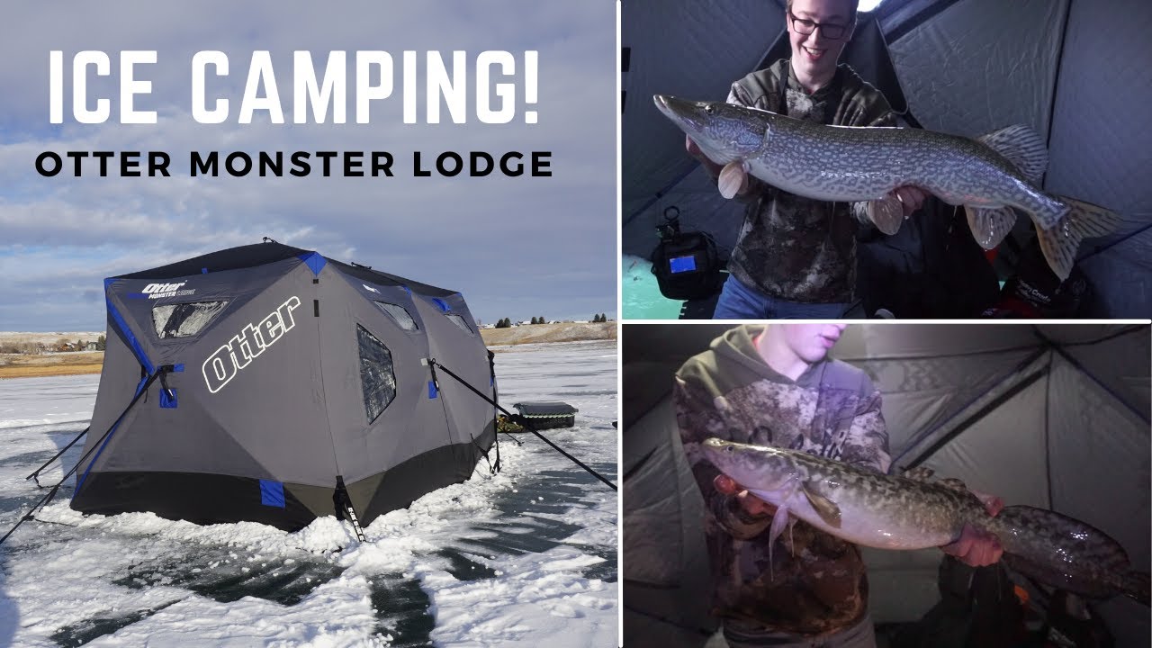 WINTER CAMPING in the Otter Monster Lodge | Non Stop Ice Fishing Action! | MONSTER ANGLING