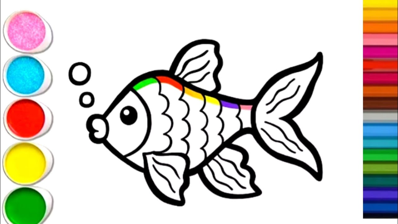 How to draw fish and Colouring rainbow fun for kids l 
