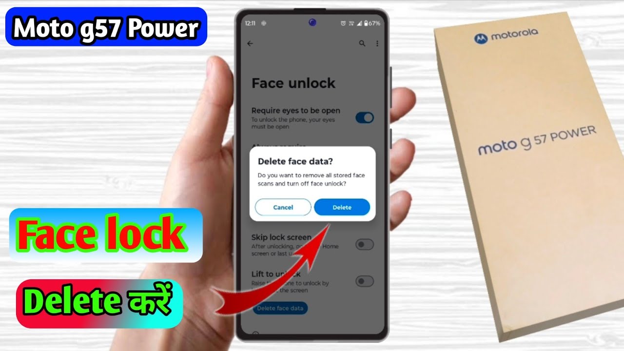 moto g57 power me face lock remove kaise kare, moto g57 power me face recognition hatana 