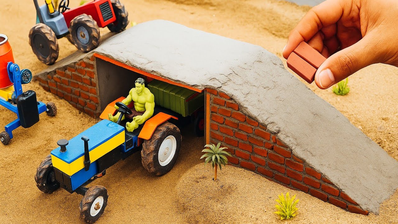 Diy mini tractor brick & metal road fun construction science project