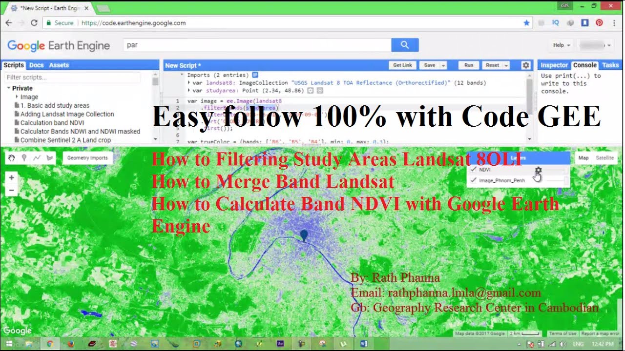 Filtering Study Areas Landsat 8OLI | Merge Band Landsat | Calculate Band NDVI | Google Earth Engine