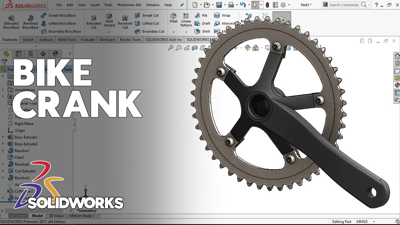 Cara Membuat Desain Crank / Engkol Sepeda 3D Menggunakan Aplikasi SolidWorks