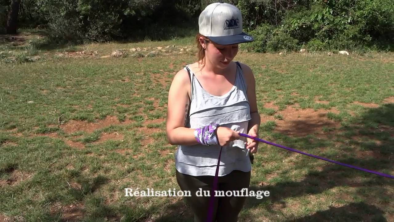 Tuto mise en place mouflage sur sangle (primitif) slack mountain