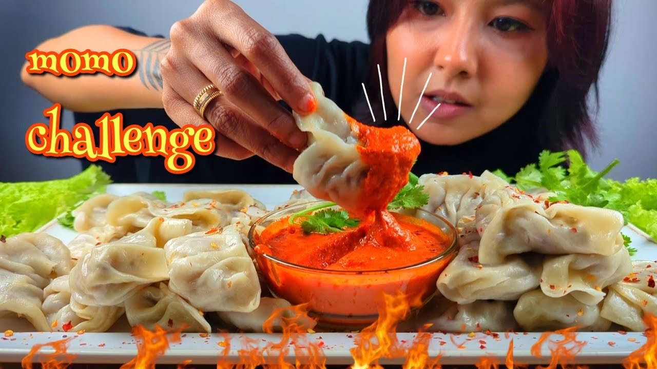 EATING MOMO CHALLENGE WITH SPICY CHUTNEY | NEPALI MOMO MUKBANG | BIG MOMO MUKBANG