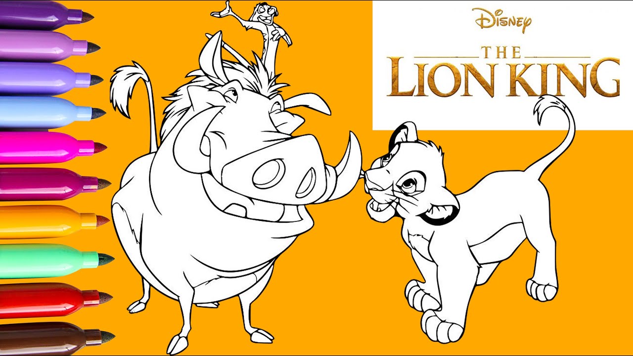 Coloring THE LION KING Simba Timon and Pumbaa | Coloring Pages | Coloring Videos for Kids