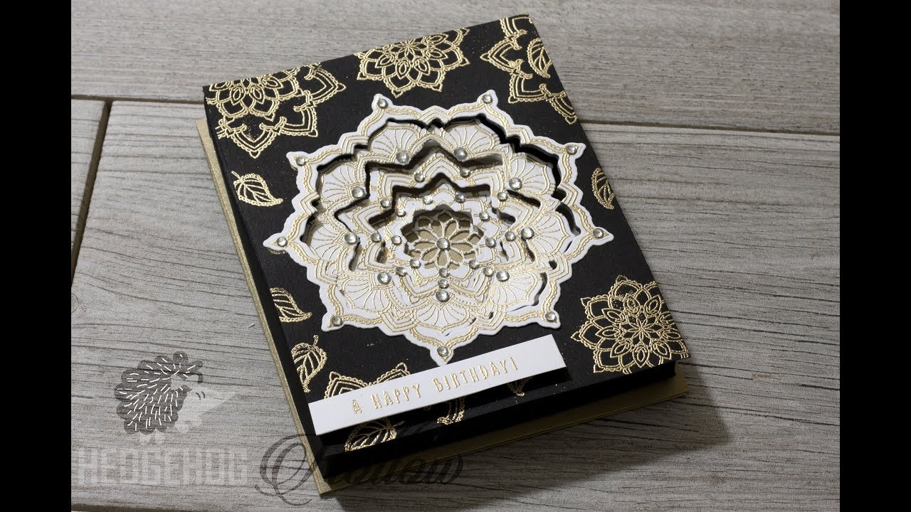 Cardmaking How to: make a 3D layered kaleidescope mandala box card with Many Mandala's
