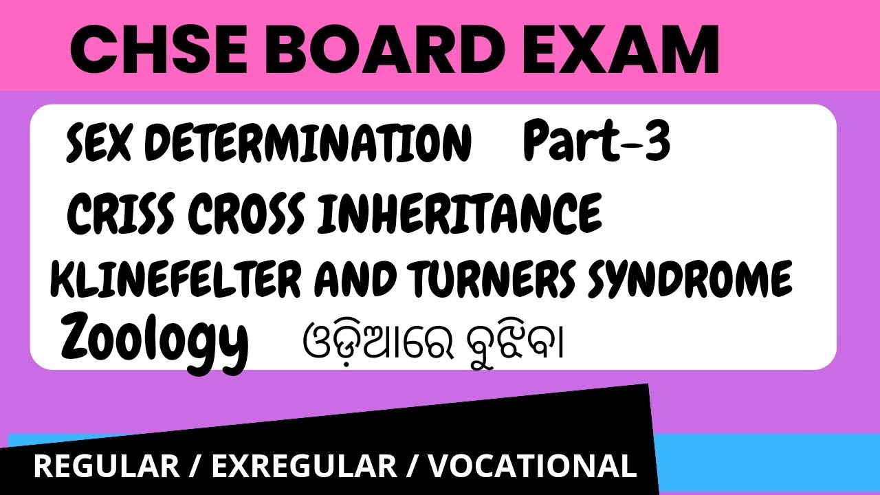 SEX DETERMINATION || PART-3 || CRISS CROSS INHERITANCE || KLINEFELTER AND TURNERS SYNDROME |ZOOLOGY|
