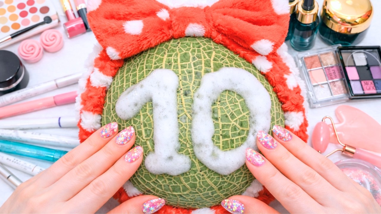 ASMR Makeup on a Green Melon 🍈 (No Talking) – So Satisfying!