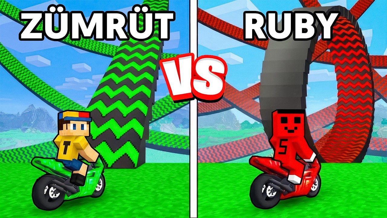 EMERALD vs RUBY AİLESİ MOTOR YARIŞI !! - Minecraft