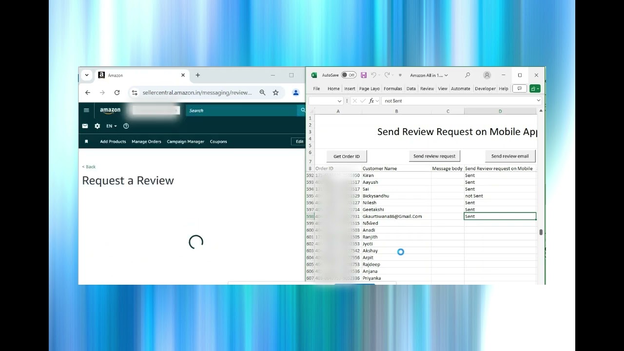 Amazon Review Requests | automation of amazon review on Mobile | Easy Seller Bot Demo