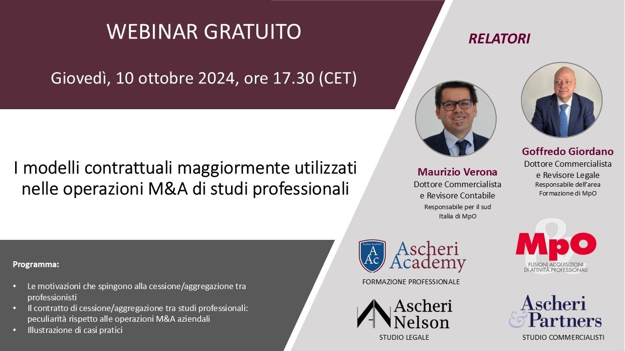 I modelli contrattuali maggiormente utilizzati nelle operazioni M&A di studi professionali