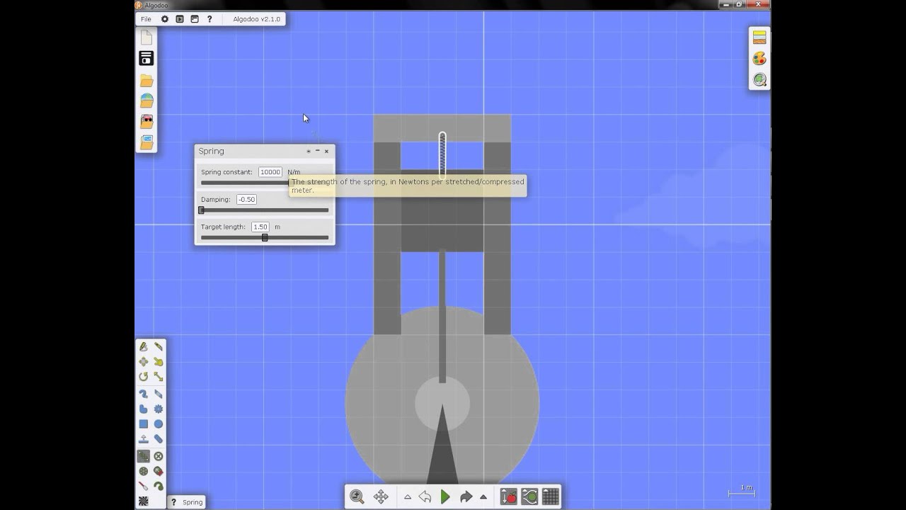 Algodoo Tutorial -  Basic Single Cylinder Spring Engine