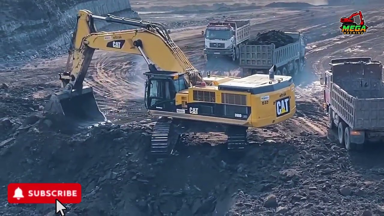 Powerful Caterpillar 390D Excavator in Action | Fast Overburden Loading at Coal Mine Heavy Equipment