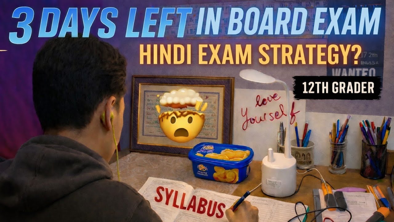 Only 3 DAYS ARE LEFT FOR BOARD EXAMS 🥵 Hindi exam strategy ? My syllabus | #studyvlog #class12