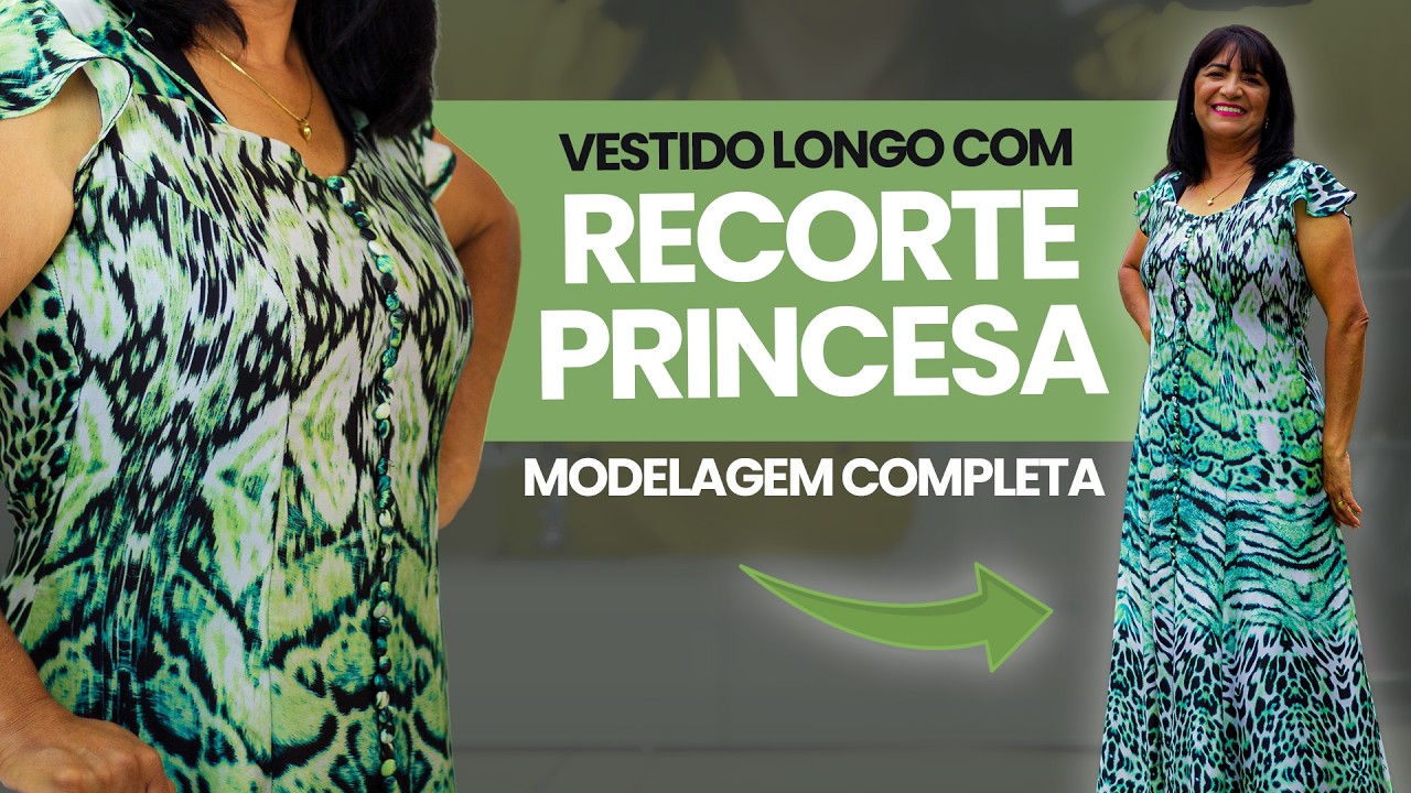 Modelagem de Vestido Longo com Recorte Princesa que Valoriza o Corpo