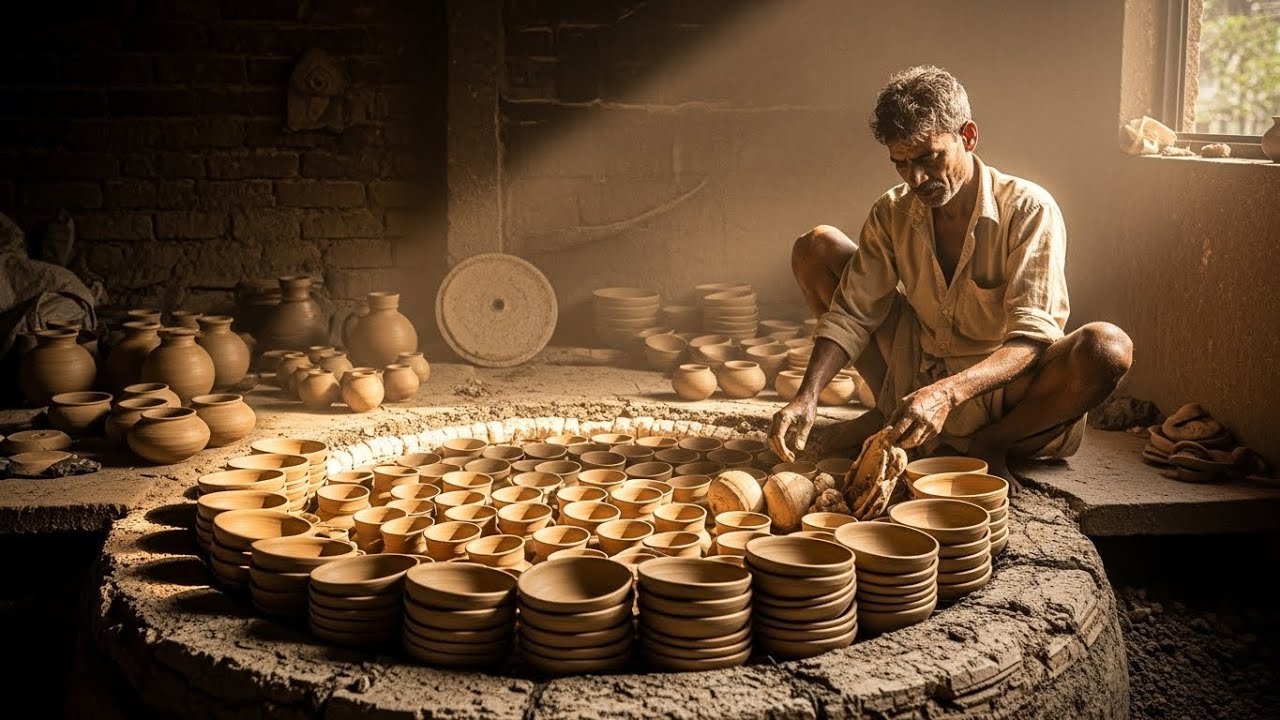 Clay Pottery Primitive Earthenware Art Potter Making Roman Style Clay Terracotta tray.
