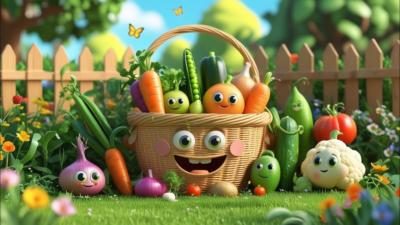 Vegetables name in English | Kids learning video | Fun Garden Basket Learning  
