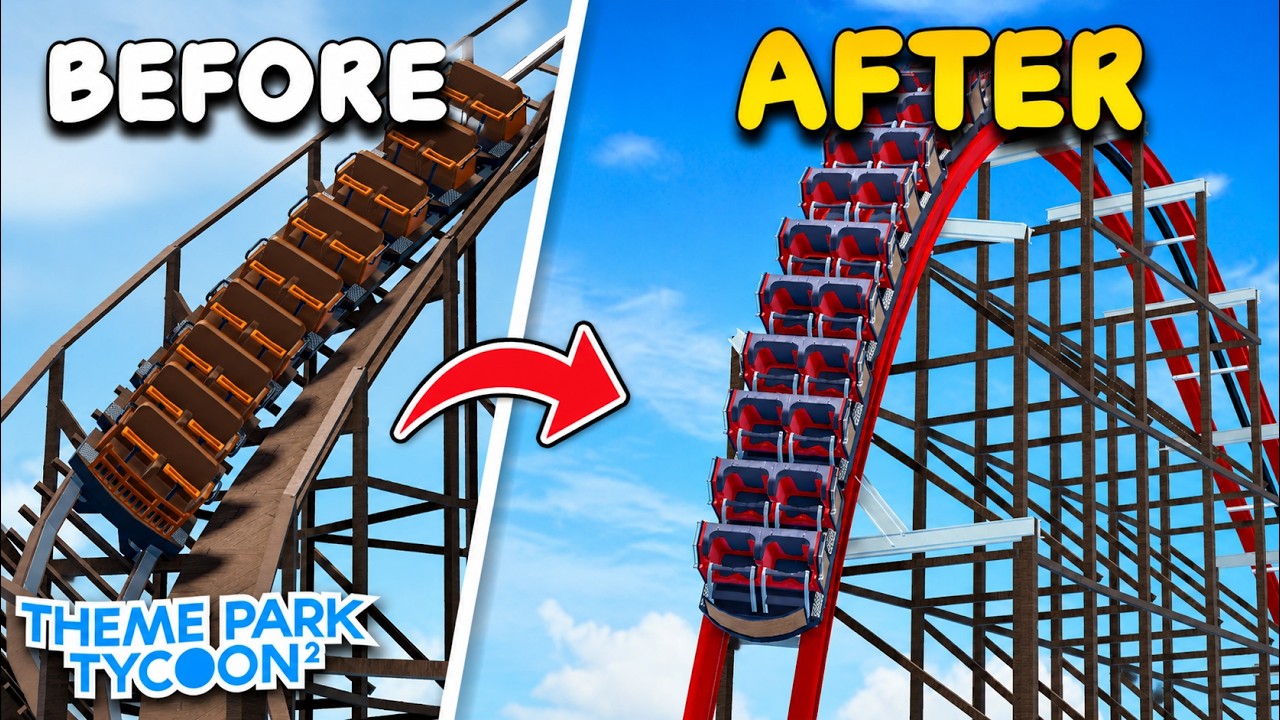Превращаю свои деревянные американские горки в гибридные! | Theme Park Tycoon 2