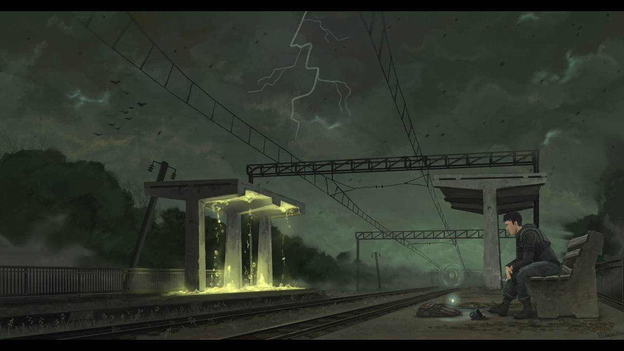 At the empty train station // painting process timelapse