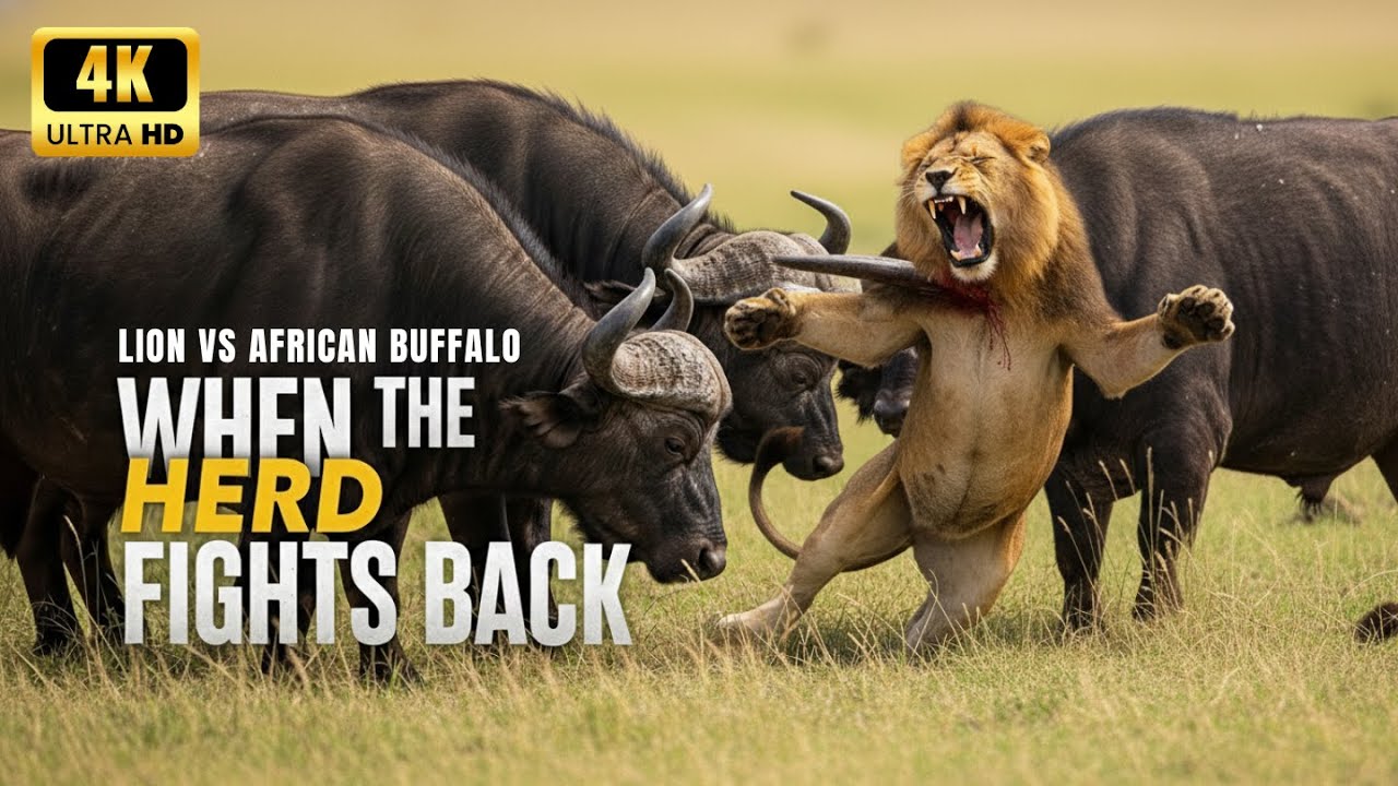 African Buffalo vs Lion | When the Herd Turns the Tables (Savannah Survival) Wildlife Documentary 4K