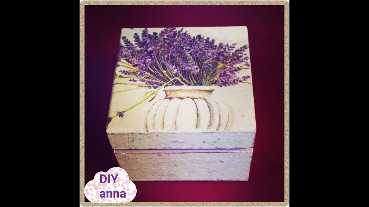 decoupage shabby chic jewelry box lavander napkin ideas DIY craft decorations tutorial